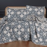 Комплект покривало 240/260 с калъфки МУСЕЛИН - ПАНДОРА синьо